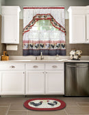 2 of 2:Rooster Printed Tier and Swag Kitchen Curtain Set, 57x24 Inches, Burgundy 