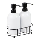 1 of 4:Home Basics 2 Piece Ceramic Soap Dispenser Set with Metal Caddy, White 