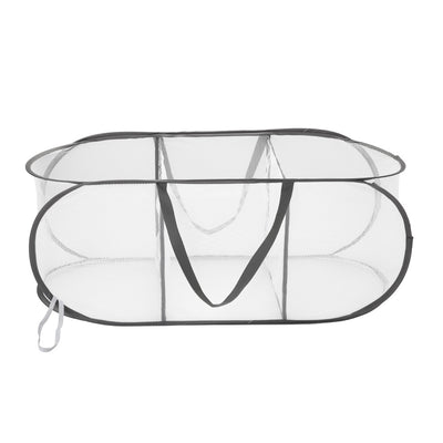 2 of 6:Woolite 3-Compartment Pop-Up Mesh Laundry Hamper, Grey, 33.8x13.7x13.7 Inches 