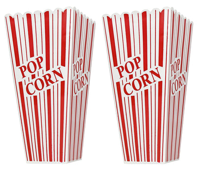 1 of 1:Premius 2-Pack Classic Striped Popcorn Holder, Red-White, 7.75x3.75x3.75 Inches 