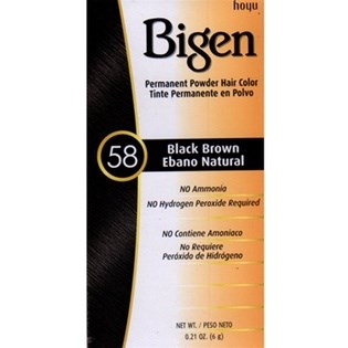 1 of 1:Coloration capillaire permanente en poudre Bigen, 58 Brun noir 