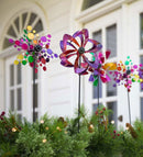 5 of 6:Plow and Hearth Metal Pinwheel Decorative Garden Stakes, Set of 3 