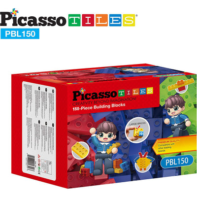 7 of 8:PicassoTiles 150 Piece Large Construction Brick Building Blocks STEM Bricks Toy Set, Multicolor 