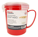 3 of 7:Home Basics Microwaveable Soup Mug With Vented Lid, Red, 24 Ounces 