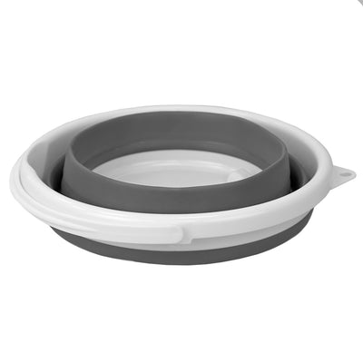 3 of 4:Home Basics Collapsible Plastic Bucket, Gray-White, 10 Liters 