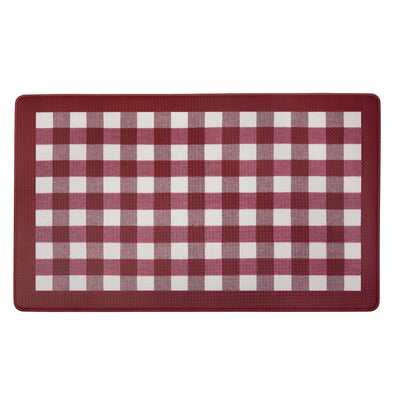 1 of 3:Tapete decorativo antifatiga Buffalo Check, borgoña-blanco, 18 x 30 pulgadas 