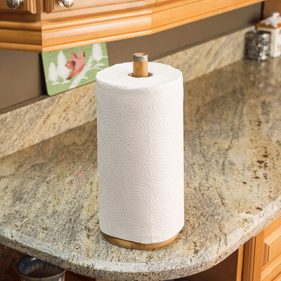 5 of 5:Home Basics Bamboo Paper Towel Holder with Stainless Steel Finial 