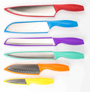 2 of 6:Home Basics 6 Stainless Steel  Knife Set with Colorful Slip Covers 