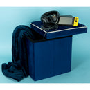 3 of 4:Otomana plegable de almacenamiento de terciopelo Simplify en azul marino 