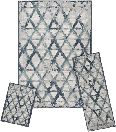 1 of 13:Ensemble de tapis Achim Capri 3 pièces, Rizzy Blue, 2 x 3, 2 x 5, 5 x 7 pieds 