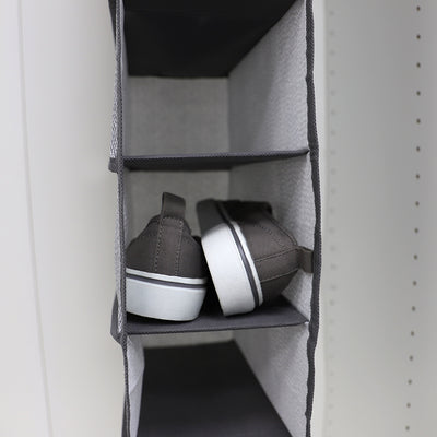 4 of 6:Home Basics Herringbone 10 Shelf Hanging Closet Organizer, Gray, 5.87x11.75x47.25 Inches 