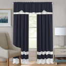 2 of 6:Panneau de fenêtre texturé Darcy à passe-tringle, bleu marine et blanc, 52 x 84 pouces 
