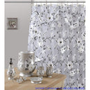 1 of 1:Rideau de douche Melrose transparent à imprimé floral avec écharpe, gris, 178 x 183 cm 