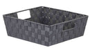 1 of 3:Home Basics Polyester Woven Strap Storage Basket Tray, Gray, Large, 15x13x5 Inches 