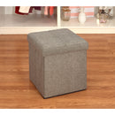 4 of 4:Simplify Faux Linen Folding Storage Ottoman Cube in Grey 