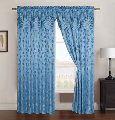 1 of 1:Brenda Jacquard Panel de bolsillo para barra con cenefa adjunta, 54 x 84 pulgadas, azul 