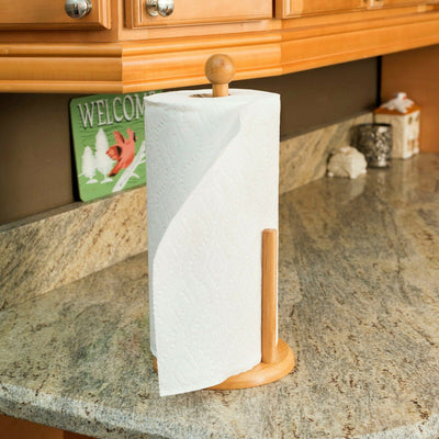 2 of 4:Home Basics Easy Tear Bamboo Paper Towel Holder with Weighted Base, Natural 
