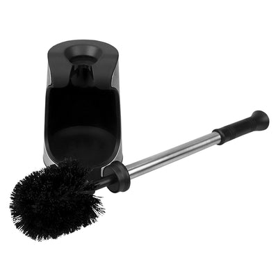 3 of 4:Home Basics Brushed Stainless Toilet Brush Holder with Comfort Grip Handle, Black 