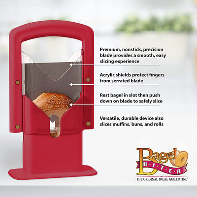 3 of 3:Hoan The Original Bagel Guillotine Universal Slicer, 9.25-Inch, Red 
