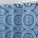 2 of 3:iDesign Medallion Fabric Shower Curtain, Blue-White, 72x72 Inches 