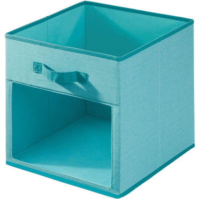 2 of 4:iDesign Fabric Storage Cube Bin With Clear Window, Teal, 13x13x13 Inches 