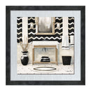 1 of 1:Premius Bath Sink Foiled Floating Glass Wall Art, Black-Silver, 14x14 Inches 
