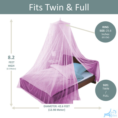 4 of 7:Just Relax Elegant Mosquito Net Bed Canopy Set, Pink, Twin-Full 
