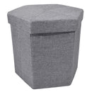 1 of 6:Collapsible Hexagon Storage Ottoman, Grey Linen, 15x15x15 Inches 