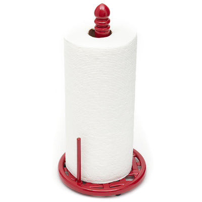 2 of 4:Porte-essuie-tout Home Basics en fonte tressée, rouge, 17 x 17 x 35 cm 