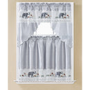 1 of 1:Grace - Juego de cortinas de cocina con diseño de elefante bordado, 60 x 36 pulgadas, niveles de 30 x 36 pulgadas 