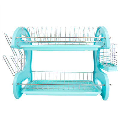 2 of 7:Home Basics 2 Tier Plastic Dish Drainer, Turquoise 