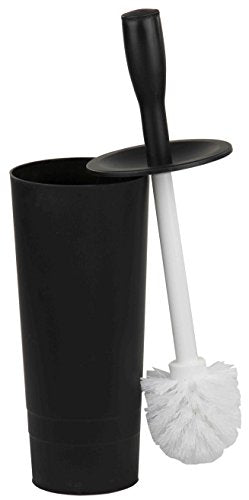 2 of 7:Home Basics Plastic Tapered Toilet Brush And Holder, Black, 4x15 Inches 