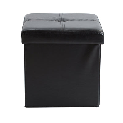 2 of 3:Pouf cube de rangement pliable en similicuir Simplify, noir 