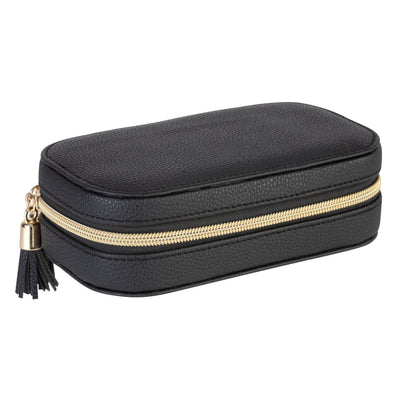 2 of 4:Ruby+Cash Faux Leather Zippered Travel Jewelry Organizer Box, Black 