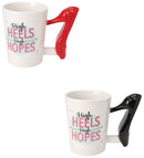 1 of 1:Sip Of Art Ceramic High Heels High Hopes Shaped Handle Mug Set, Red-Black, 12 Ounces 