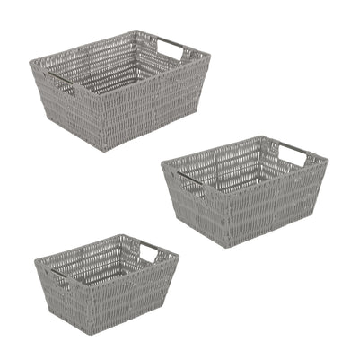 1 of 4:Lot de 3 paniers de rangement en rotin Simplify, gris 