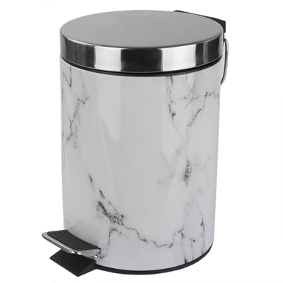 1 of 6:Poubelle en faux marbre Home Basics, blanc-gris, 3 litres 