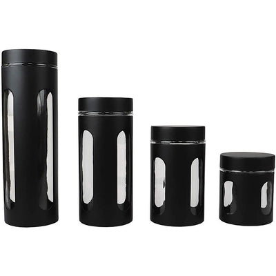 1 of 4:Home Basics 4 Piece Essence Collection Stainless Steel Canister Set, Black 