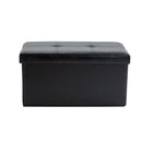2 of 4:Pouf de rangement double pliable en similicuir Simplify, noir 