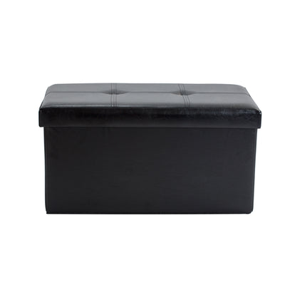 2 of 4:Pouf de rangement double pliable en similicuir Simplify, noir 