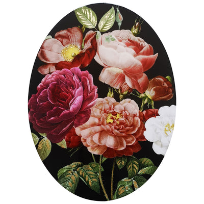 1 of 1:PREMIUS Peonie Floral Lacquered Oval Canvas Wall Art, Pink-Red, 24x32 Inches 