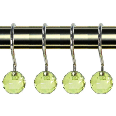 1 of 1:Home Spa Poly Resin Crystal Ball Shower Curtain Hooks, Green, 12 Pack 