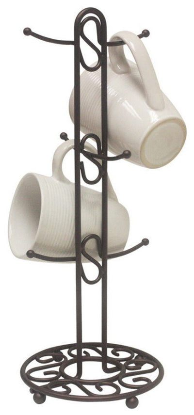4 of 6:Home Basics Scroll Collection Mug Tree Holder, Rustic Bronze 