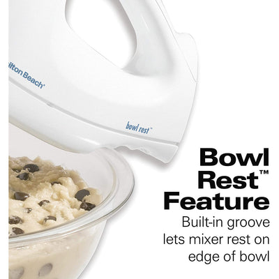 5 of 7:Hamilton Beach 6-Speed Electric Hand Mixer, Snap-On Storage Case, White 