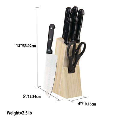 4 of 4:Home Basics 7 Piece Knife Set with Block, Black 