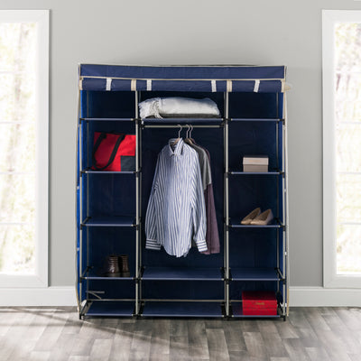 4 of 4:Armoire de rangement indépendante en tissu non tissé Home Basics, bleu marine 