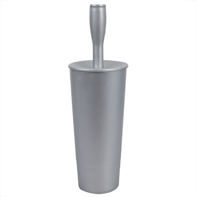 3 of 7:Brosse de toilette conique et support en plastique Home Basics, gris, 4 x 15 pouces 