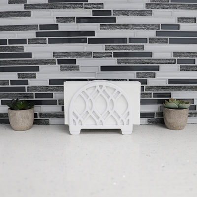 8 of 8:Porte-serviettes en fonte Home Basics, collection Iris, blanc 
