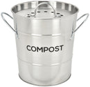 1 of 8:Spigo Steel Kitchen Compost Bin With Vented Charcoal Filter and Bucket, Satin Silver, 1 Gallon 