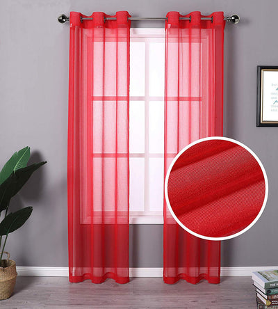 1 of 6:Sheffield 2-Pack Solid Sheer Grommet Window Panel, Red, 76x84 Inches 